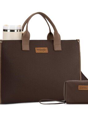 Wrangler Laptop Tote Bag for Women 15.6" Work Handbag Computer Briefcase | Leath